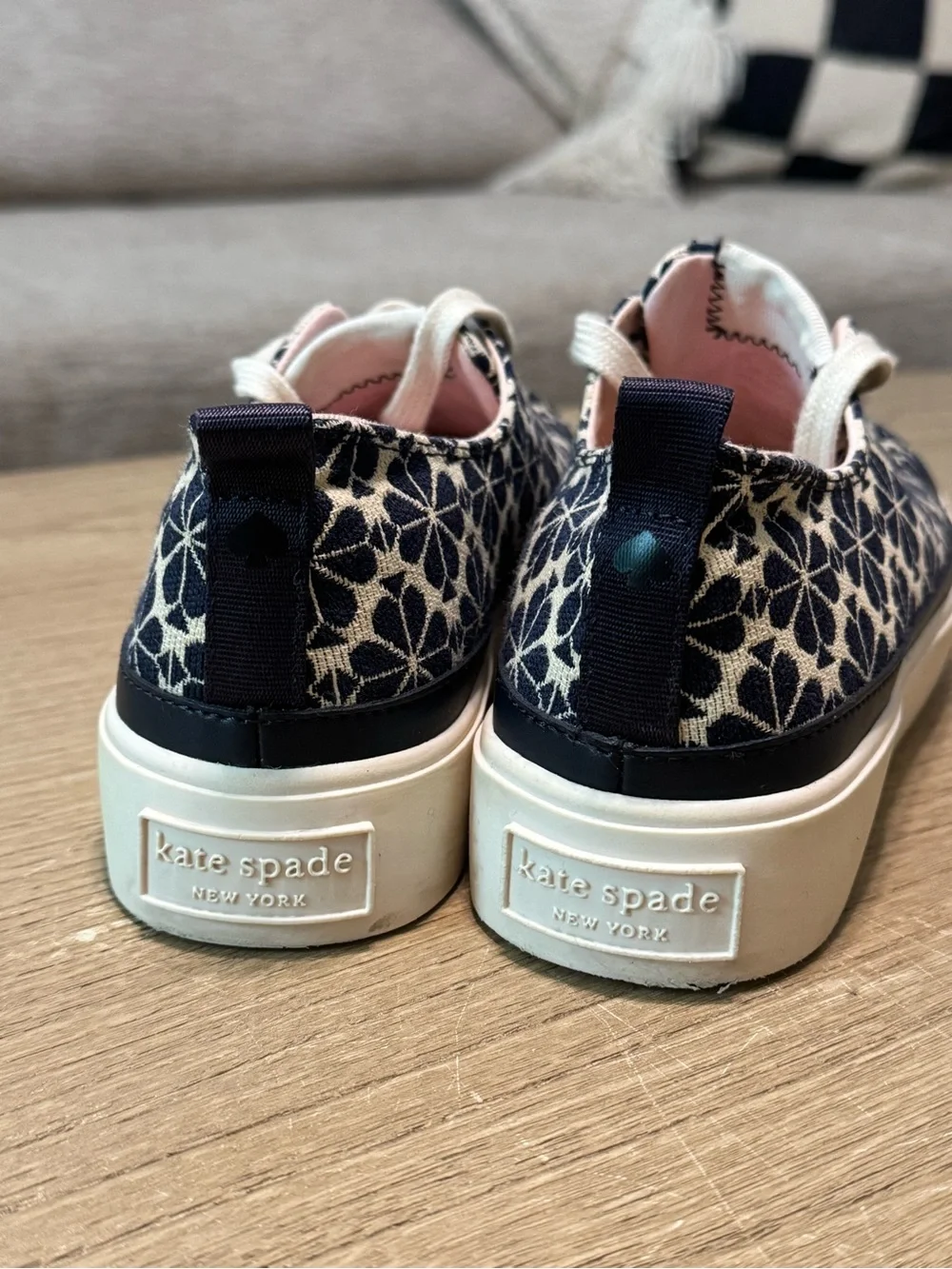 kate spade Navy and Cream Floral Platform Sneakers